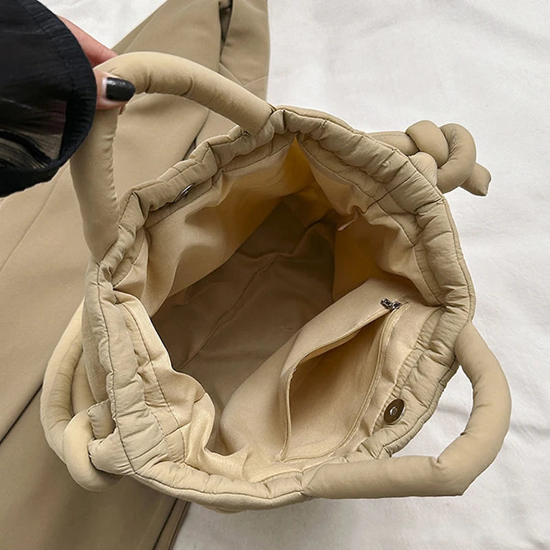 New Korean Fashion Fabric Shoulder Bag | Soft Dacron Crossbody Bag & Mini Underarm Tote Luxegan