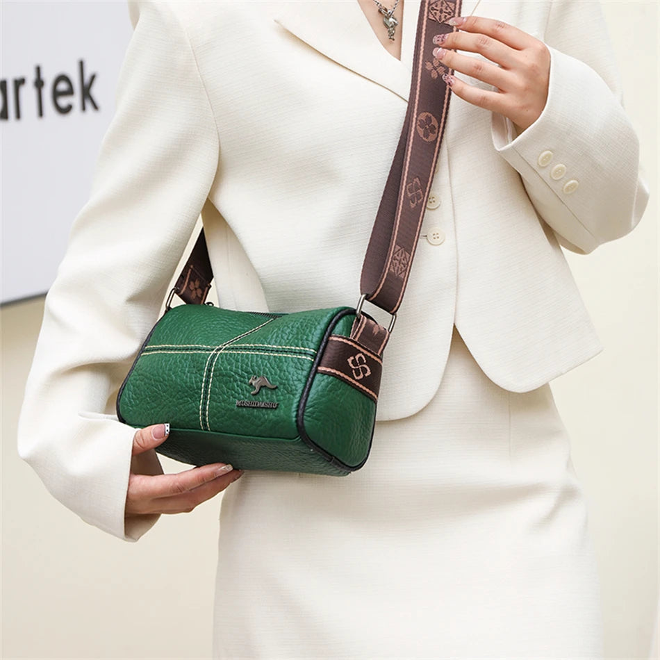 100% Genuine Cow Leather Crossbody Bag | Luxury Women’s Barrel-Shaped Handbag | High-Quality Sequined Shoulder Bag | Premium Ladies Messenger Bag & Sac A Main Luxegan