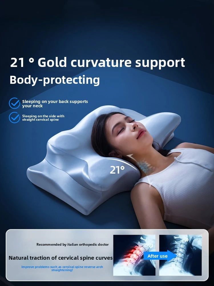 Memory Cervical Neck Protection Pillow | Sophisticated "Butterfly Shaped" Silhouette | Elegant Slow Rebound Sleep Care Cushion | "Dignified" High-Performance Healthy Alignment Essential for Radiant Versatile Styling Luxegan