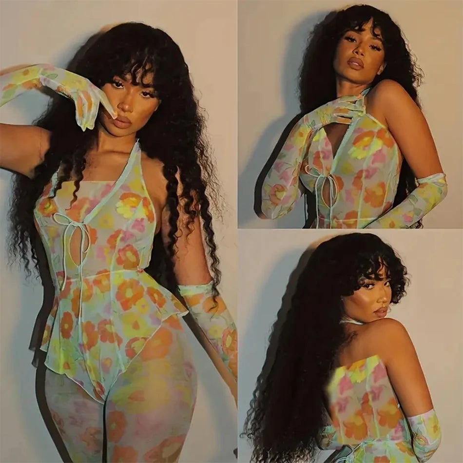 12A Grade Kinky Curly Human Hair Wig with Bangs | 100% Brazilian Virgin Human Hair Glueless Wig | Fully Machine-Made Water Wave & Jerry Curl Fringe Wig for Women Luxegan