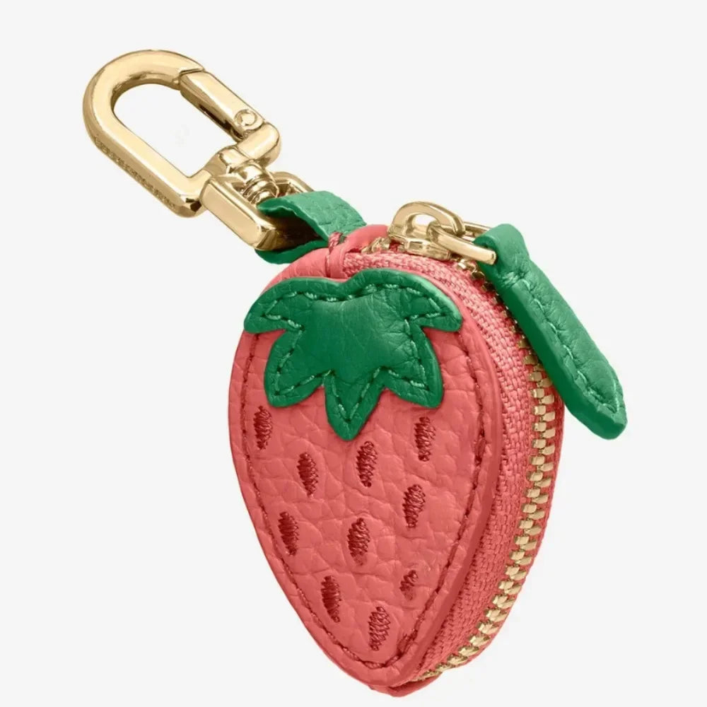 Polyester Cherry/Strawberry Coin Purse | Cute Fruit Shape Keychain Earphone Bag Luxegan