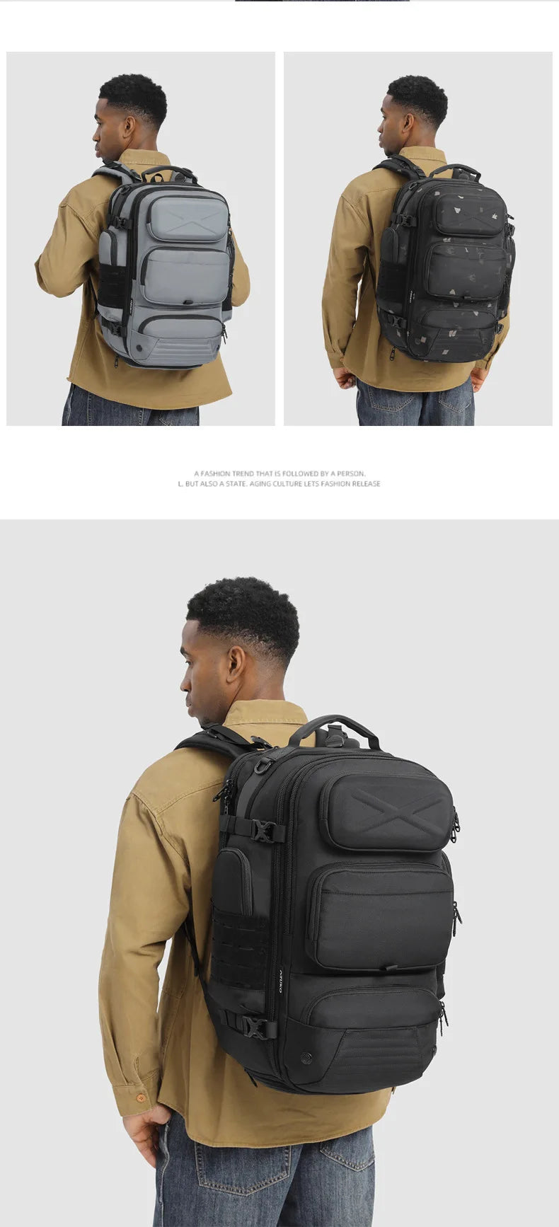 Men's Multifunctional Travel Backpack | Large Capacity Waterproof Oxford Bag with Separate Shoe Compartment | Business Laptop Backpack & Outdoor Softback (Model OZ-9842) Luxegan