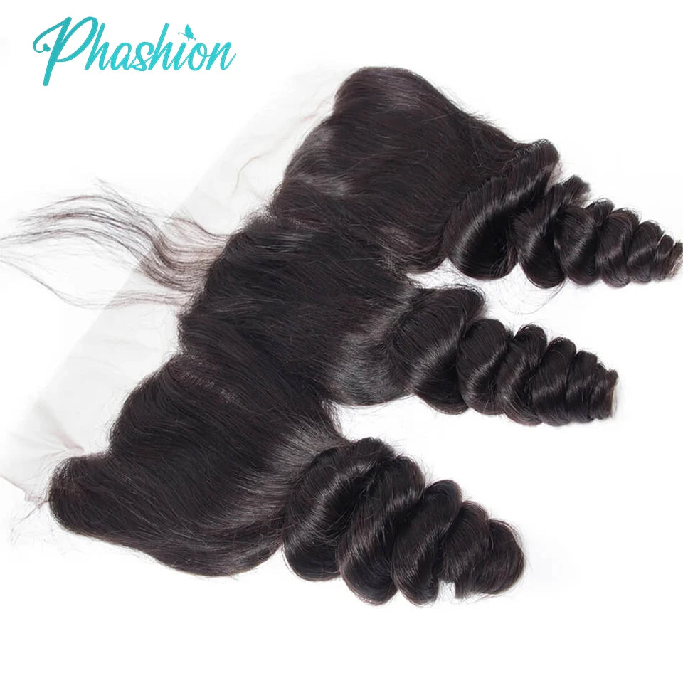 Phashion Loose Wave 13x4 Lace Frontal HD Transparent Swiss 4×4 Closure Pre Plucked Brazilian Remy Human Hair For Black Women