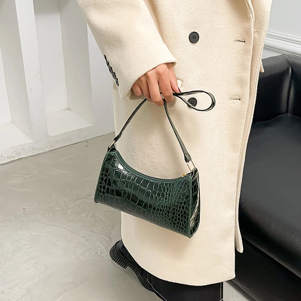 Solid Color PU Leather Women's Underarm Bag | New Luxury Designer Female Casual Shoulder Bag (Tote Clutch Purse & Banquet Handbag) Luxegan