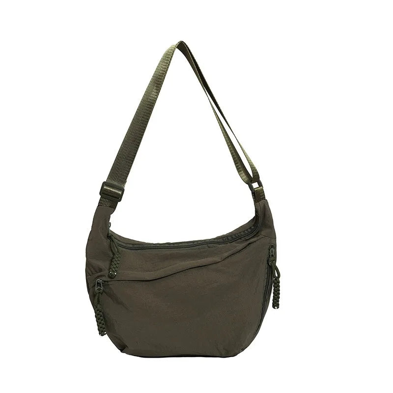 Solid Color Trendy Single Shoulder Bag | Women's Daily Casual Simple Dumpling Bag Versatile Canvas Bag Luxegan