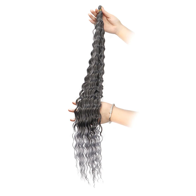 30 Inch Pre-Stretched Deep Wave Crochet Hair – Ombre Soft Curly Braiding Hair for Women Luxegan