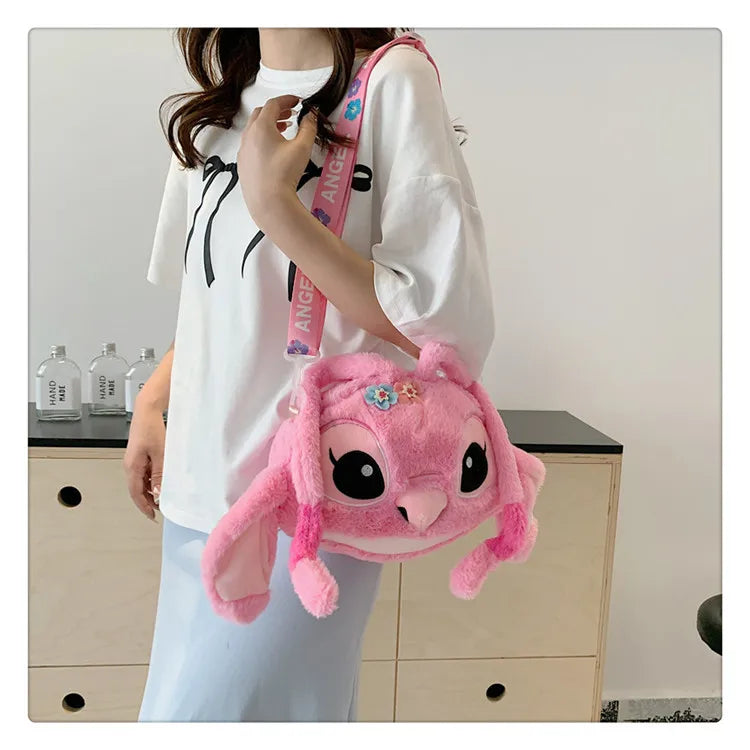 New Disney Cartoon Stitch Plush Backpack | Girls Cute Ins Shoulder Messenger Bag (Parent-Child Gift) Luxegan