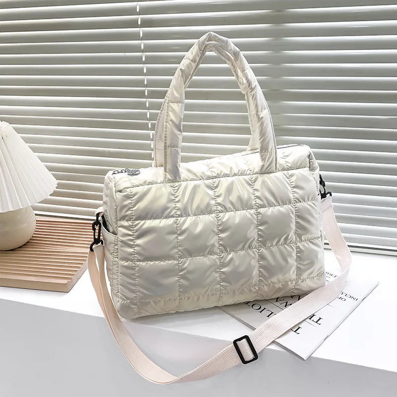 Luxury Space Padded Cotton Handbag | Big Capacity Shoulder Bag & Waterproof Nylon Bag (Travel Down Crossbody Bag Purse Bolsa) Luxegan