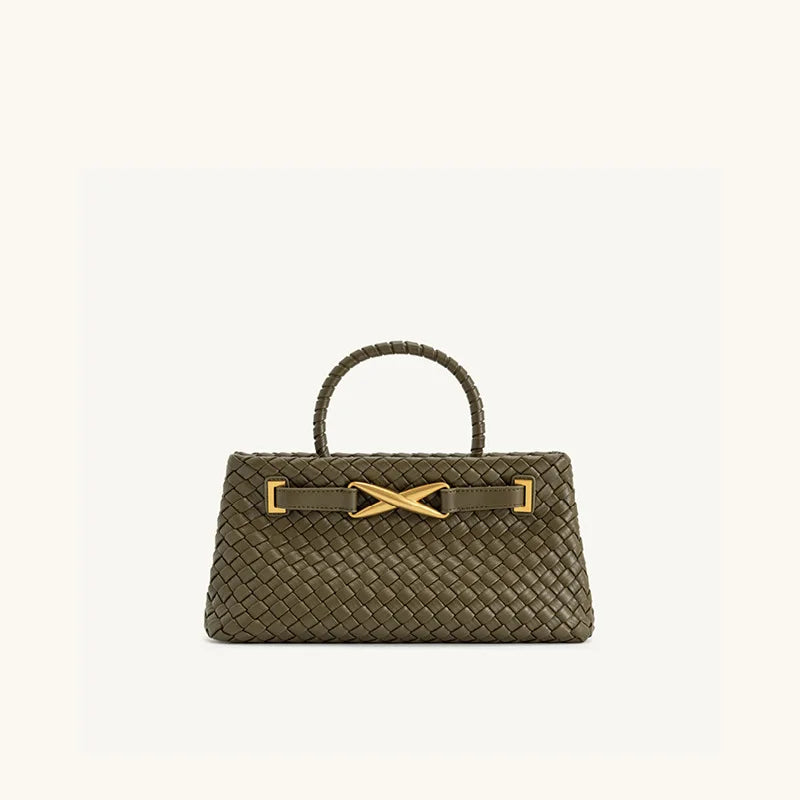 Spring New Woven Fashion Handbag | Versatile High-End Top Handle Purse | Luxury Horizontal Square PU Leather Sacs à Main for Men & Women Luxegan