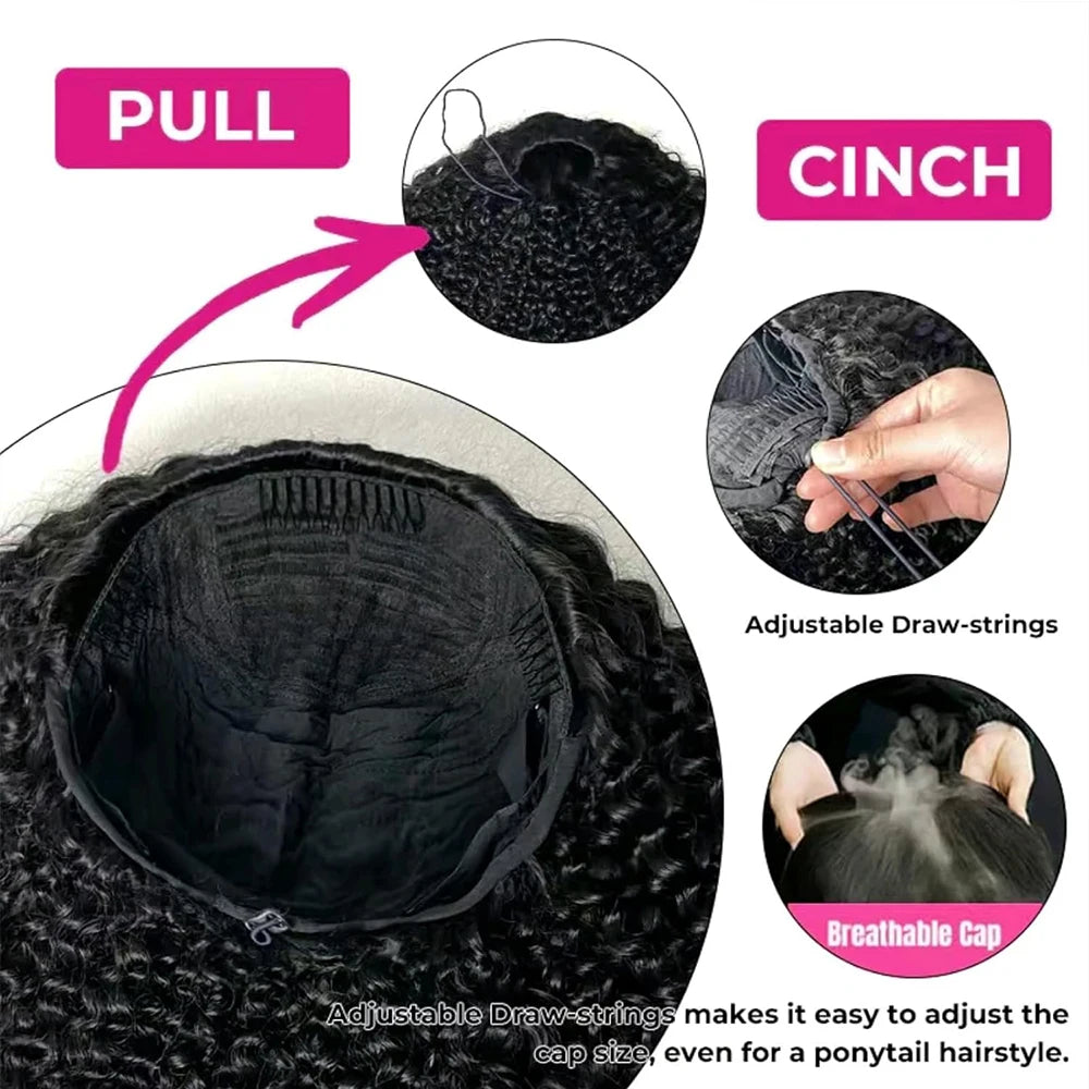 Curly Glueless Half Wig | Drawstring Style