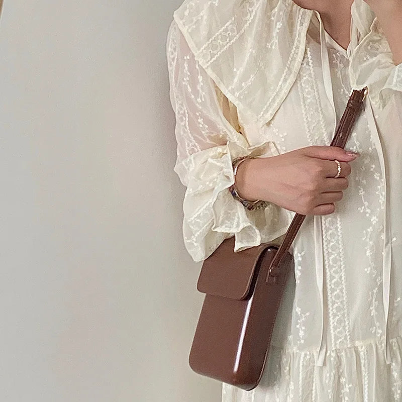 Mini PU Leather Crossbody Bag | Simple Flap Shoulder Purse Luxegan