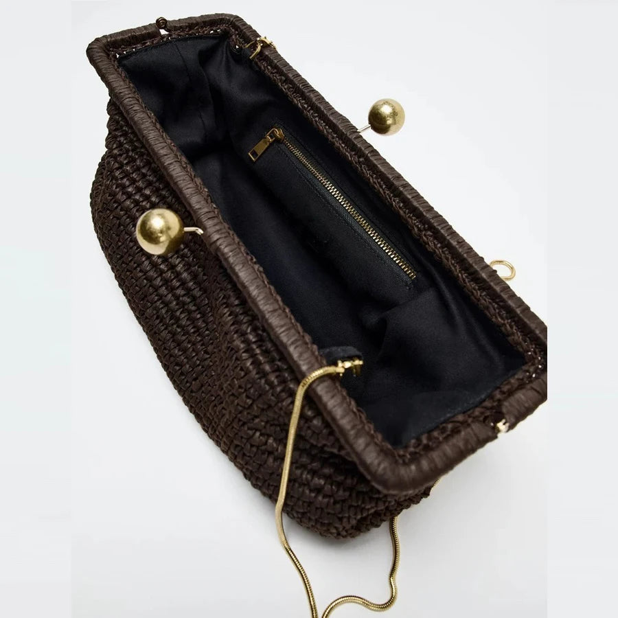 Vintage Shell Straw Shoulder Bag | Sophisticated "Paper Woven" Silhouette | Spring & Summer Versatile Crossbody Bag | "Dignified" High-Performance Single-Strap Essential for Radiant Versatile Styling Luxegan