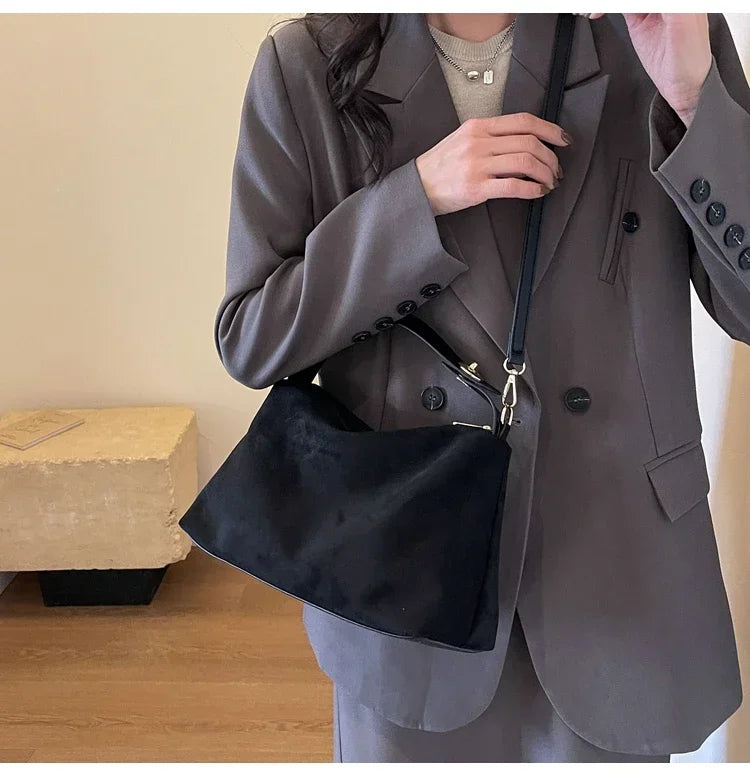 Women’s High-Capacity PU Shoulder Bag | Solid Sewing Thread Quilted Fashion Tote | Simple Luxury Handbag with Sequined Accents and Secure Zipper Luxegan