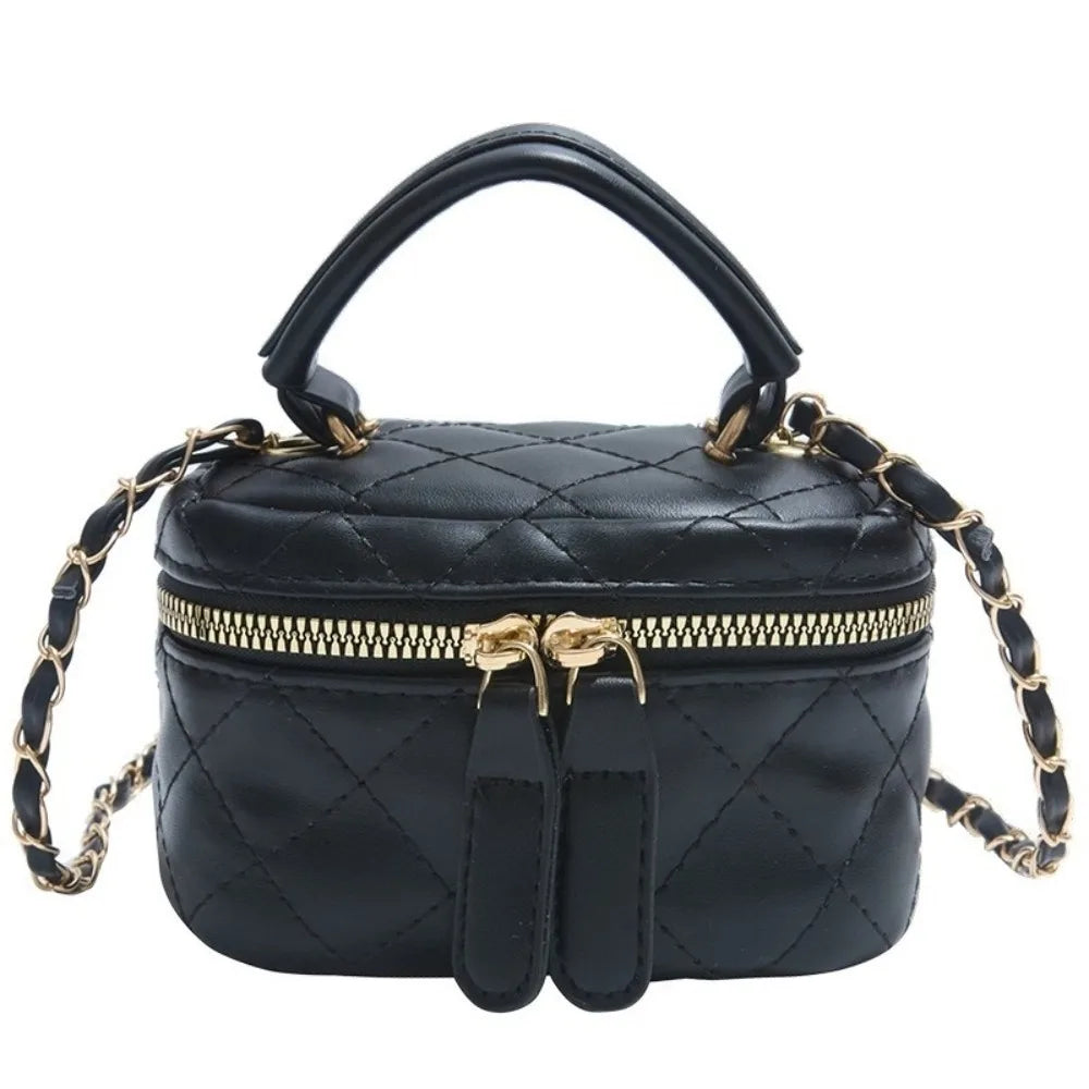 Mini Diamond Quilted Leather Bucket Bag Multi-Color Checkered Pattern Crossbody Bag with Gold Chain Shoulder Strap Shoulder Bag Luxegan