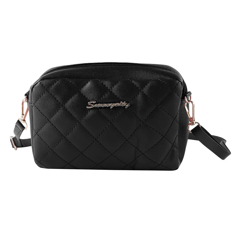 Women's Square Single Shoulder Bag | Solid Color PU Handbag & Female Fashion All-match Messenger Bags (Casual Phone Bag) Luxegan