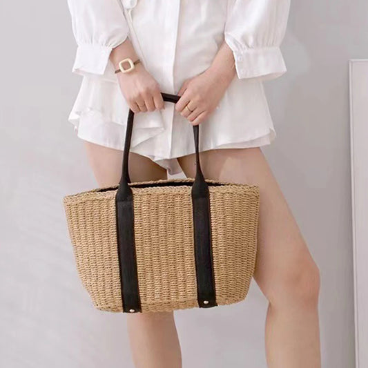 Vintage Hollow Design Woven Shoulder Bag | Large Capacity Knitting Tote & Summer Beach Bag Luxegan