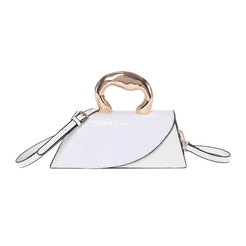 Solid Alligator PU Shoulder & Crossbody Bag | Sophisticated Personality Designer Style Handbag | Elegant High-Quality Alligator Pattern Square Bag | Fashion-Forward Women’s Hot Sale Satchel with "Dignified" Hard Texture Luxegan
