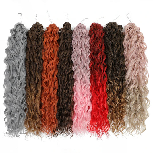 Deep Wave Twist Crochet Hair | Afro Curl Ombre Braids | 22 Inches