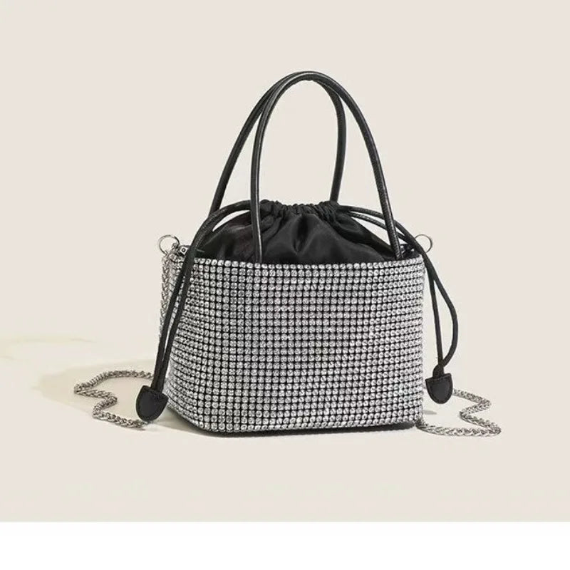 Glamorous Rhinestone Pearl Stage Bag | Women's Sparkly Evening Clutch & Luxury Performance Purse (Large Capacity Crossbody Shoulder Bag) Luxegan