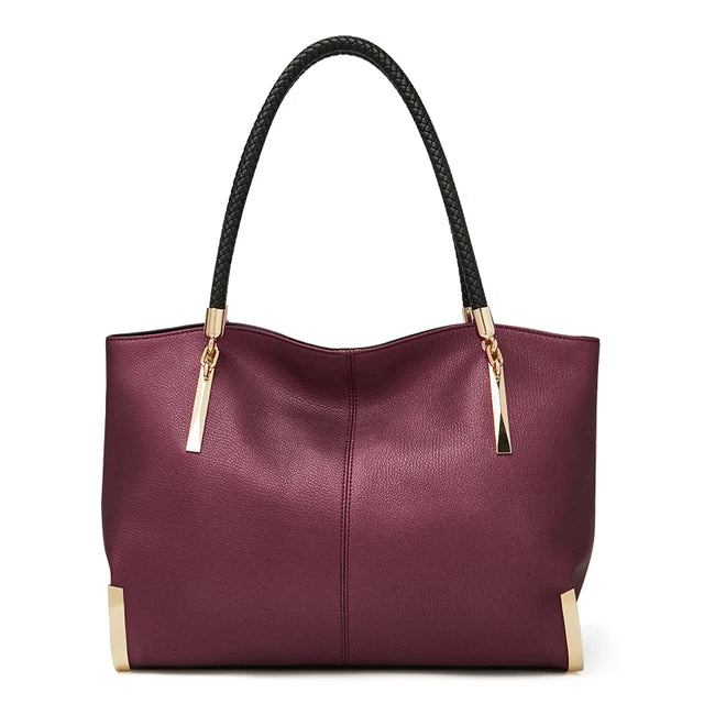 Premium Genuine Cowhide Leather Handbag for Women | Large Capacity Original Design Luxury Tote | Sophisticated European & American Style Shoulder Bag | Elegant Winter Holiday Christmas Gift (Model 9136096F) Luxegan