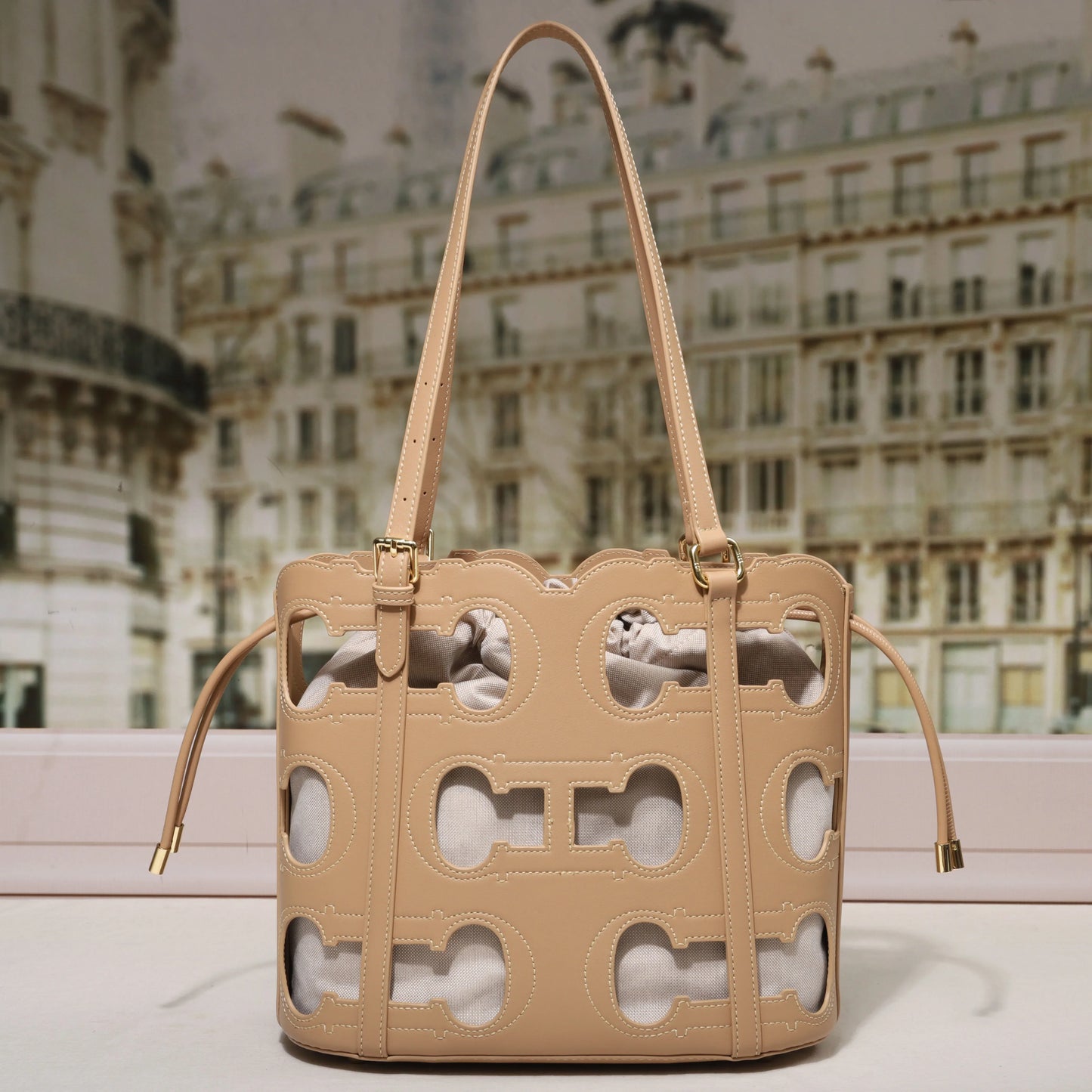 High-End Hollow Out Bucket Tote | Soft Large Capacity Shoulder Bag Luxegan