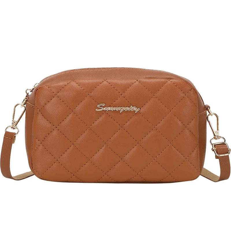 Fashion Wave Pattern Women's Shoulder Bag | Solid Color Crossbody Bag & PU Leather Wide Strap Purse (Female Handbags) Luxegan