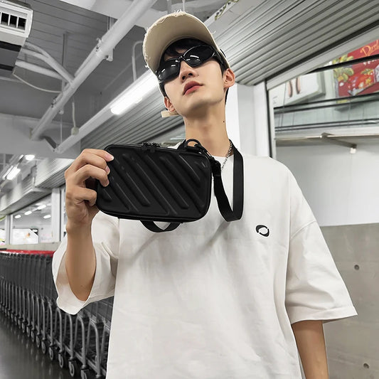 Diagonal Striped Box Bag | Unisex Messenger & Shoulder Bag Luxegan