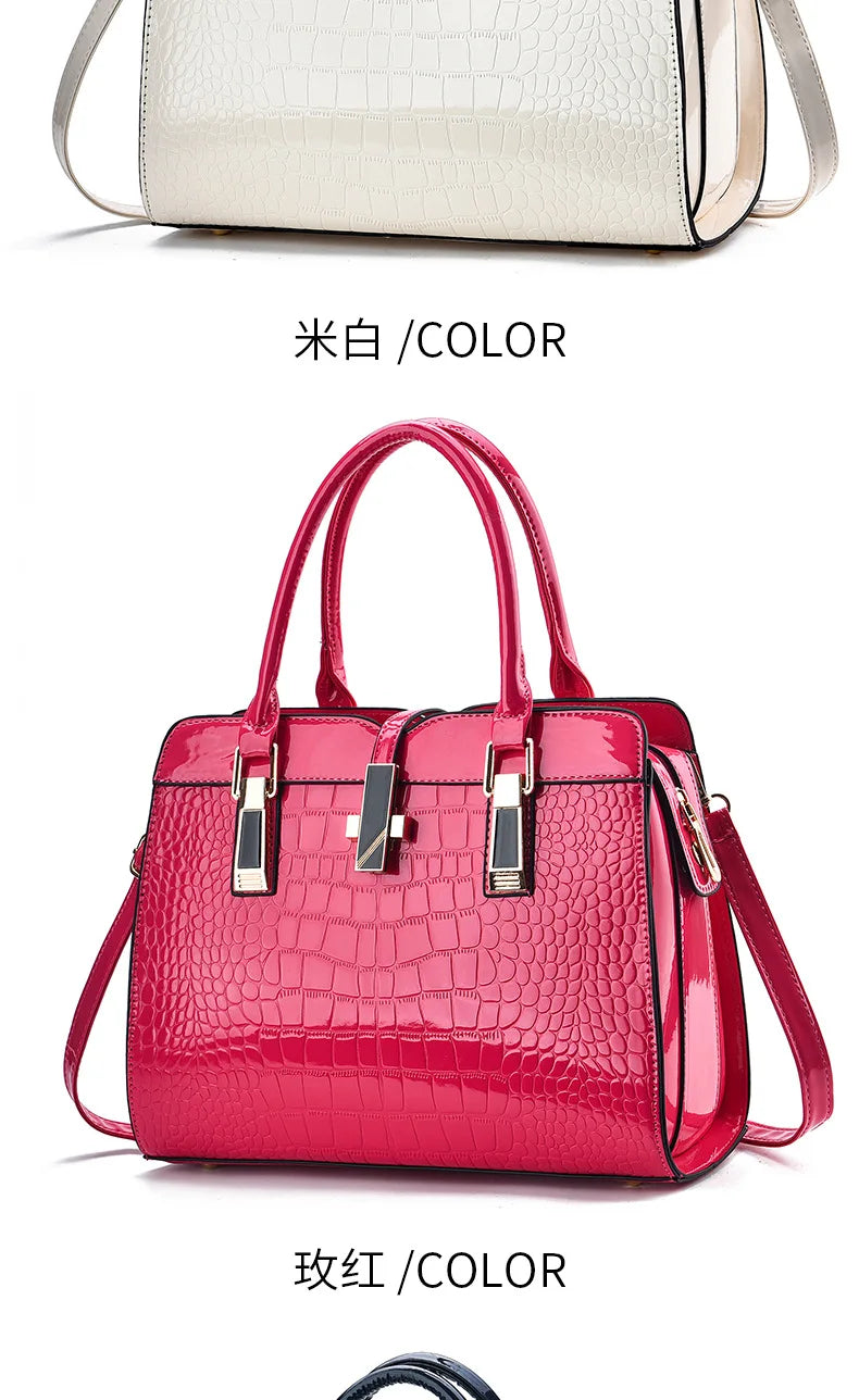 Luxury Brand Designer Women's Handbag | Large Capacity Single Shoulder Crossbody Bag & Crocodile Pattern Commuting Tote Luxegan