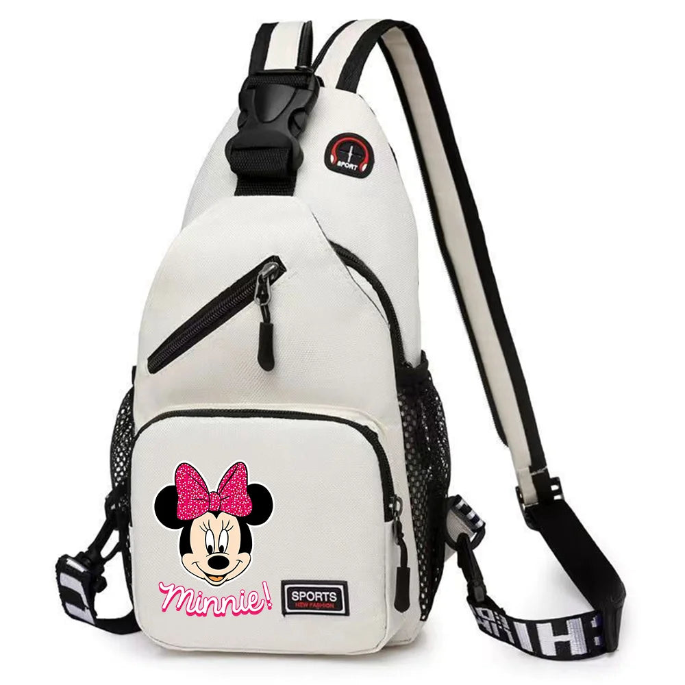 Mickey Minnie Mouse Cartoon Shoulder Bag | Unisex Multi-functional Oxford Fabric Backpack & Casual Chest Business Travel Pack Luxegan