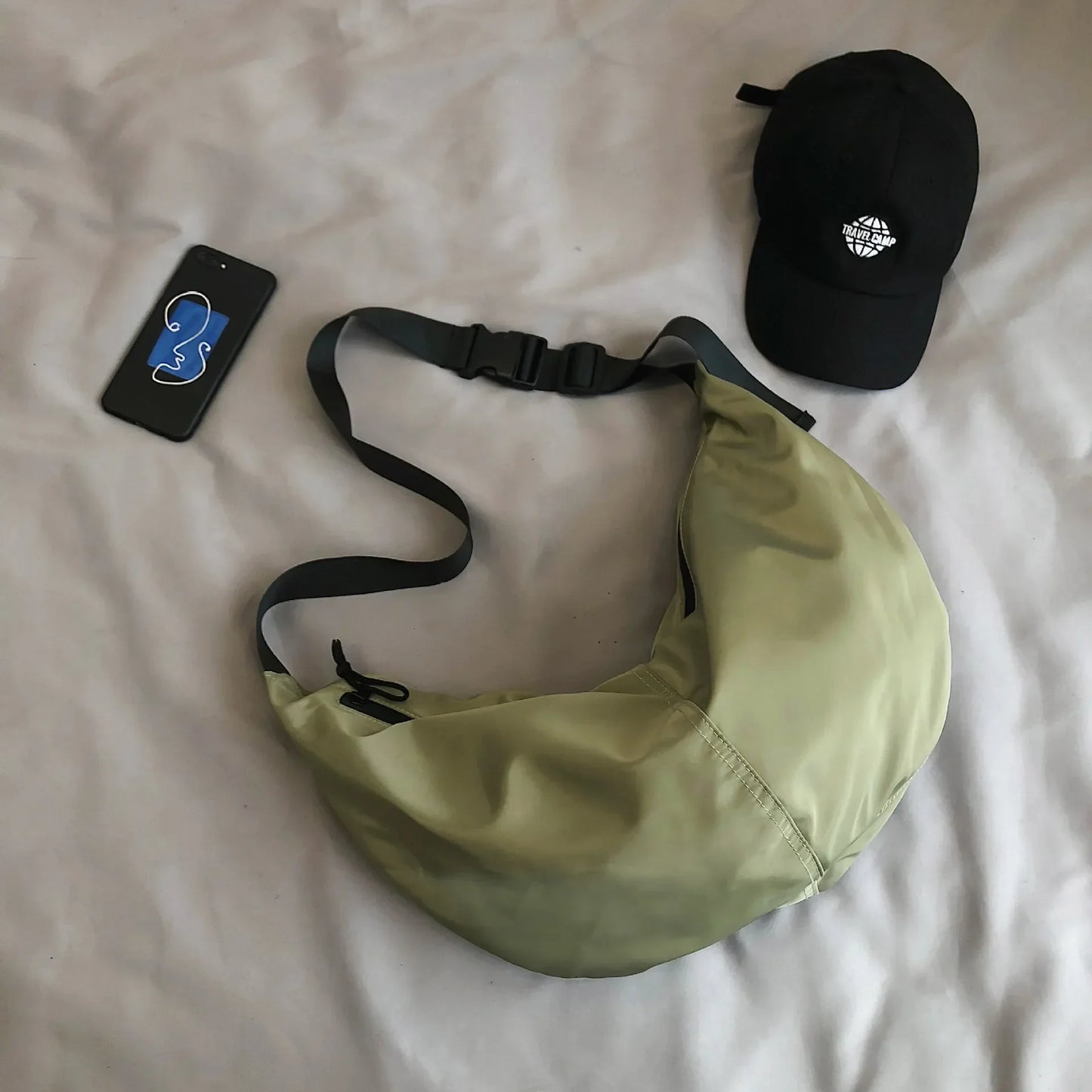 Unisex Solid Color Large Capacity Hobo Crossbody Bag | Harajuku Japanese Style Waterproof Nylon Travel Shoulder Purse Luxegan