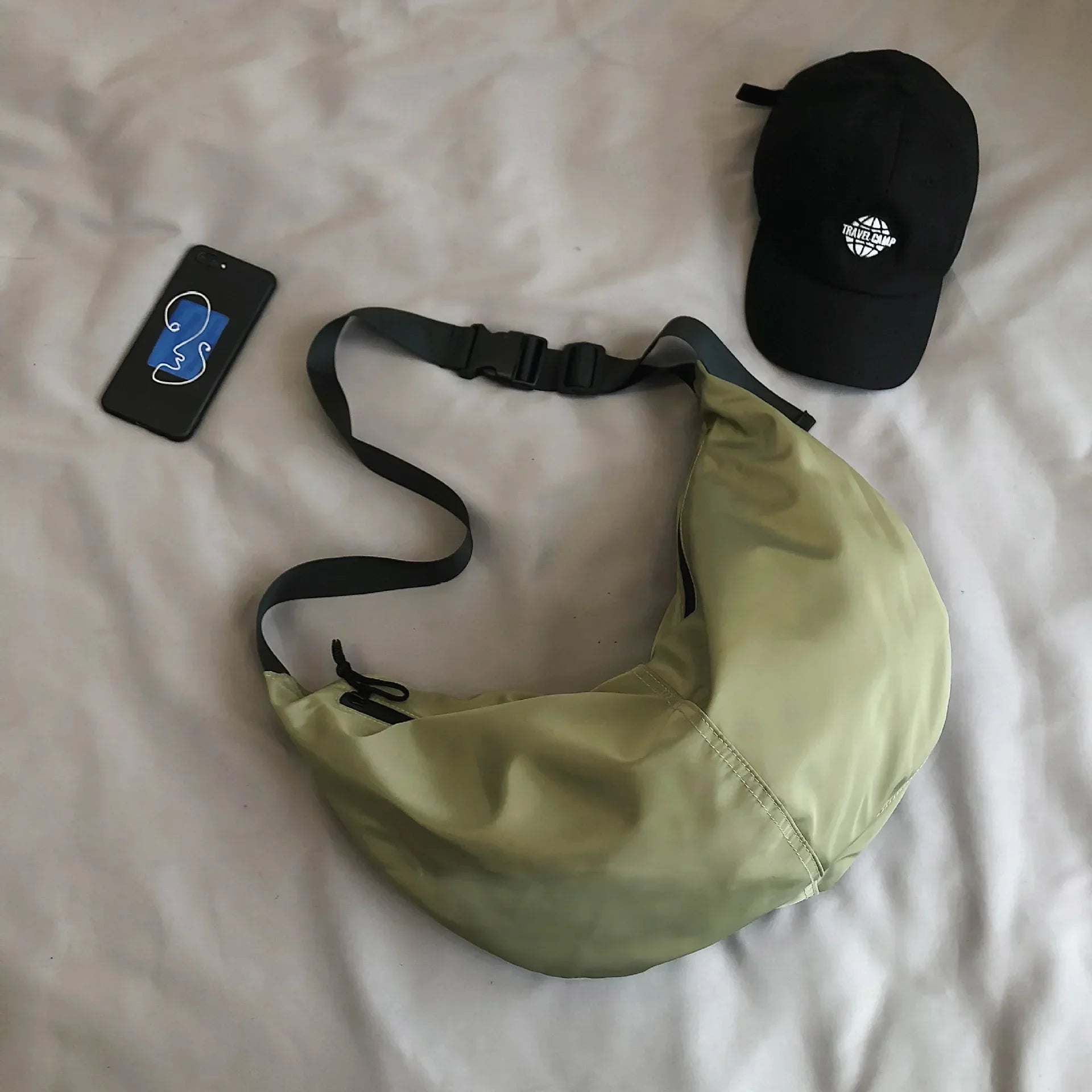 Unisex Solid Color Large Capacity Hobo Crossbody Bag | Harajuku Japanese Style Waterproof Nylon Travel Shoulder Purse Luxegan