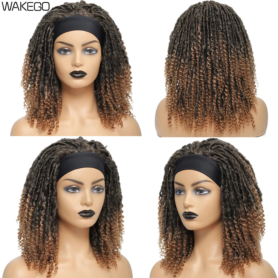 12 Inch Curly Faux Locs Dreadlock Wig | Machine or Headband Cap