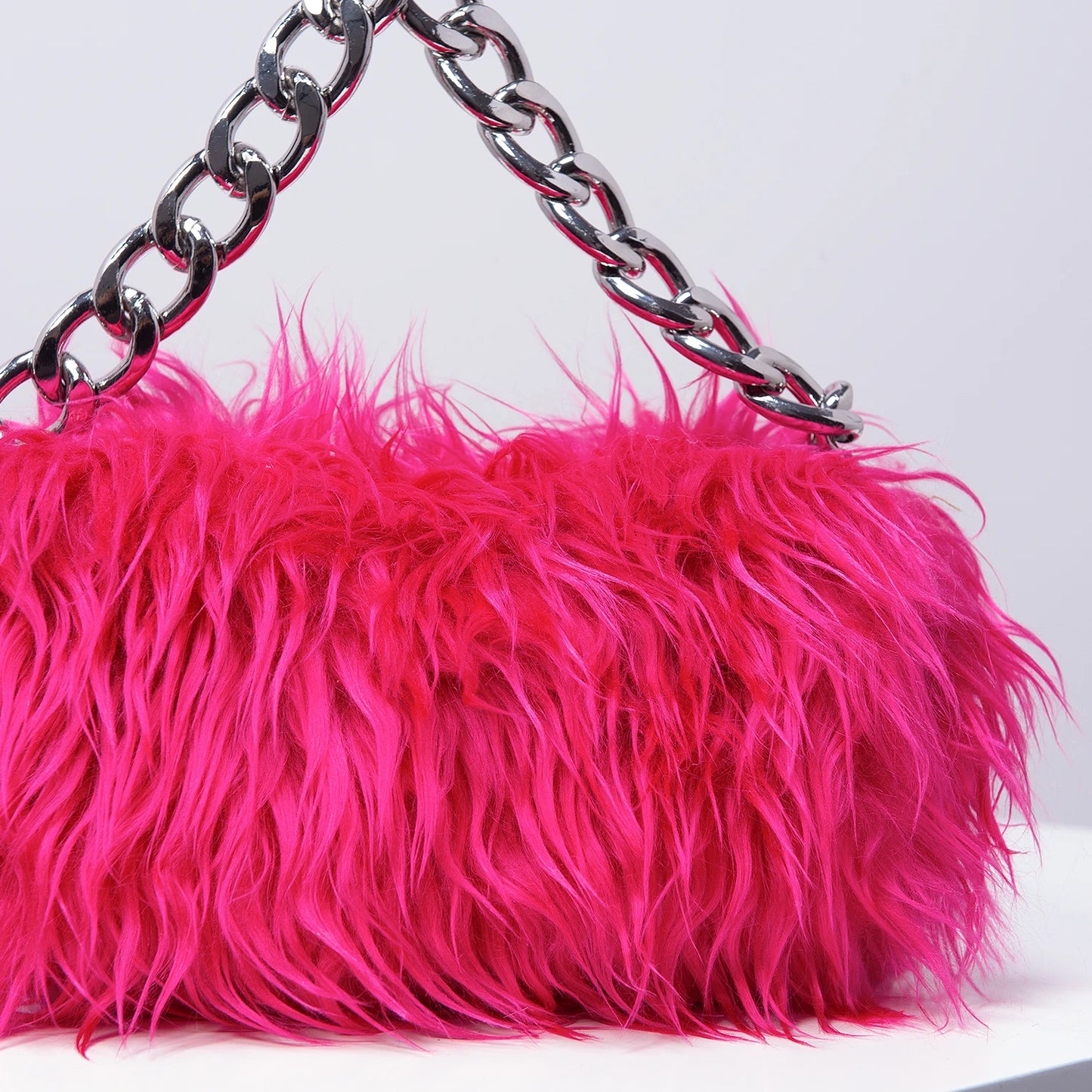 Solid Fuzz Soft Candy Color Satchel | Y2K Style Women’s Shoulder Bag with Iron Chain | Cute Charm Clutch & Colorful Square Purse Luxegan