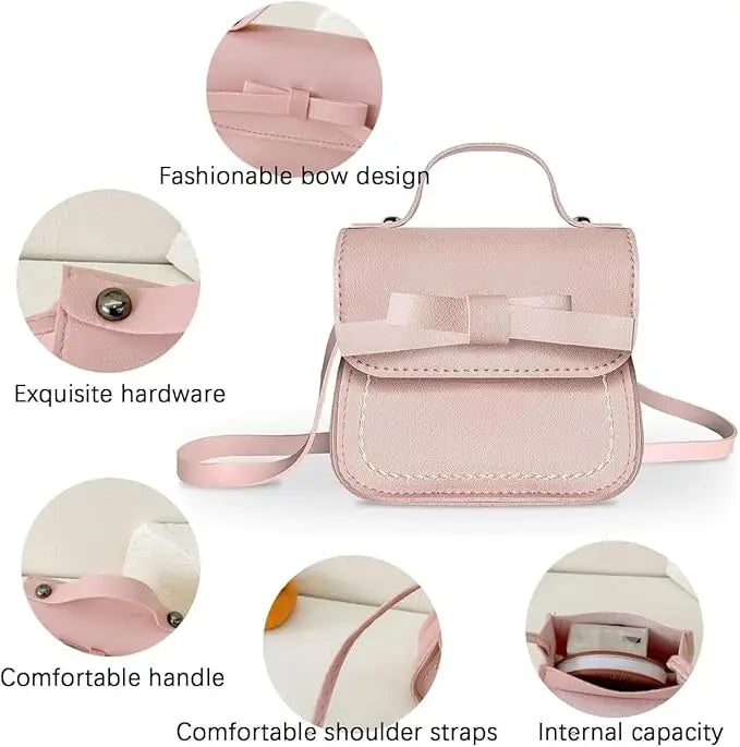 Kids’ Mini Bowknot Crossbody Purse | Fashionable Little Girl’s Small Coin Pouch | Trendy PC Hard Shell Toddler Handbag & Minaudiere (Unisex) Luxegan
