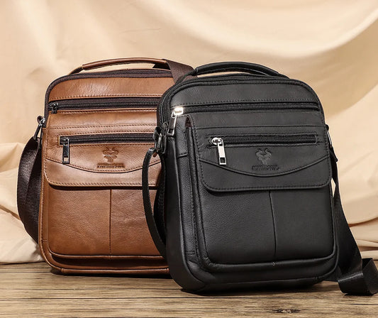 Casual Men's Shoulder Bag | Genuine Leather Business Messenger & Travel Sling Bag Luxegan