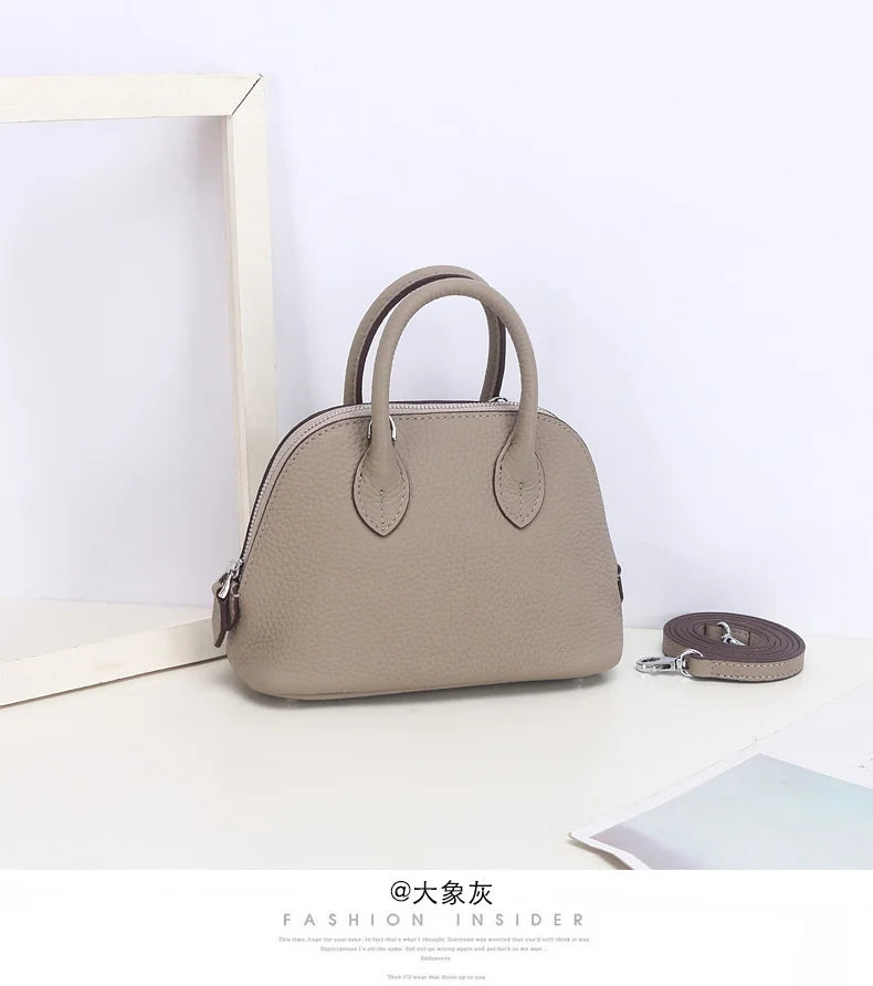 Shell Bag Women's Messenger Bag | Cow Leather Simple Shoulder Bag & Fashion Ladies Classic Handbag (Small Mobile Phone Crossbody Bag) Luxegan