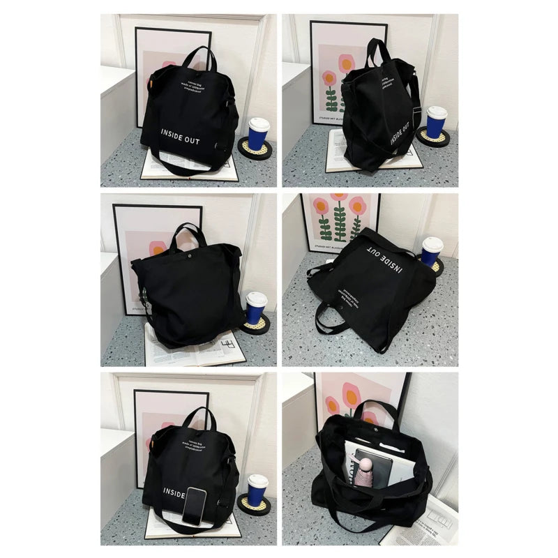 High-Quality Women’s Canvas Shoulder Bag | Sophisticated Cotton Cloth Shopping Bag | Elegant Large Tote for Students & Girls | Fashion-Forward Solid Color Book Bag with Secure Zipper Luxegan