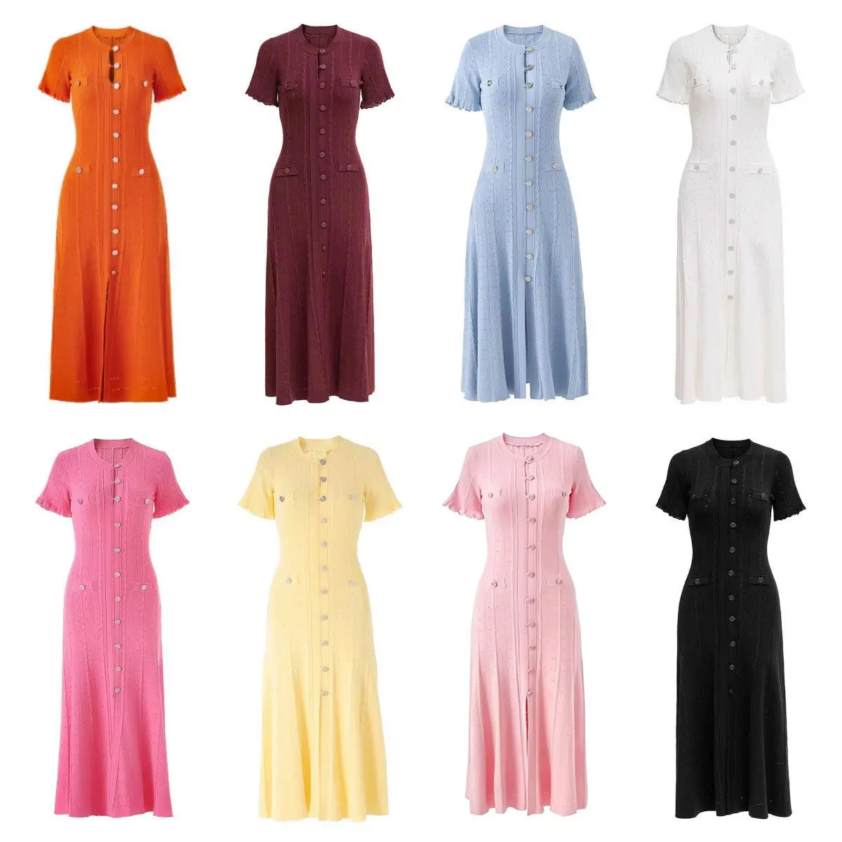 Floral Round Neck Short Sleeve Lace Detail Regular Fit A-Line Mid-Calf Dress – Natural Waist, Summer Luxegan