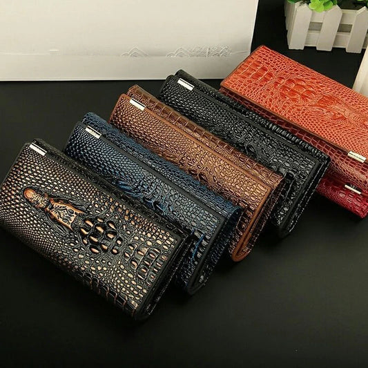 Women PU Leather Handbag Crocodile Pattern Long Wallet Large Capacity Clutch Phone Bag Coin Purse Card Card Holder for Party