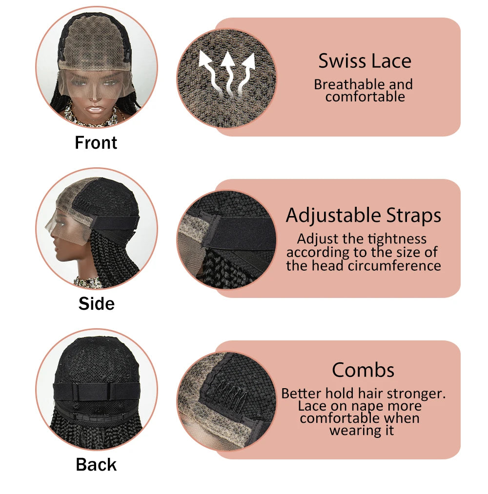 20 Inch Knotless Box Braids Wig | 9x6 Lace Front | Curly Ends