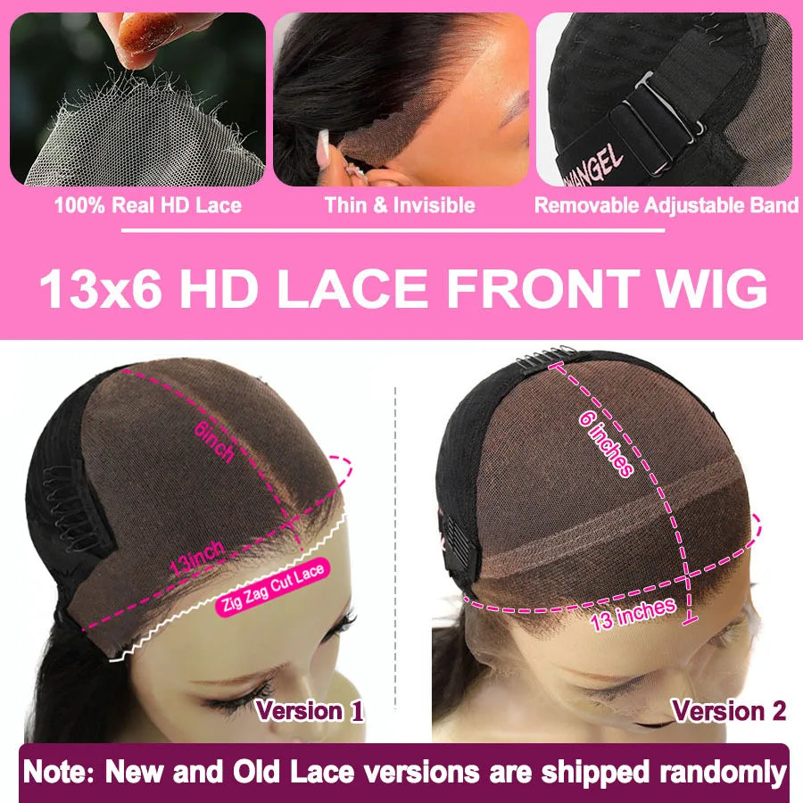 Wow Angel 13x6 HD Lace Front Wigs 250% Remy Hair Body Wave Human Hair Wigs HD Lace Wigs Pre Plucked Wear To Go Wigs for Women