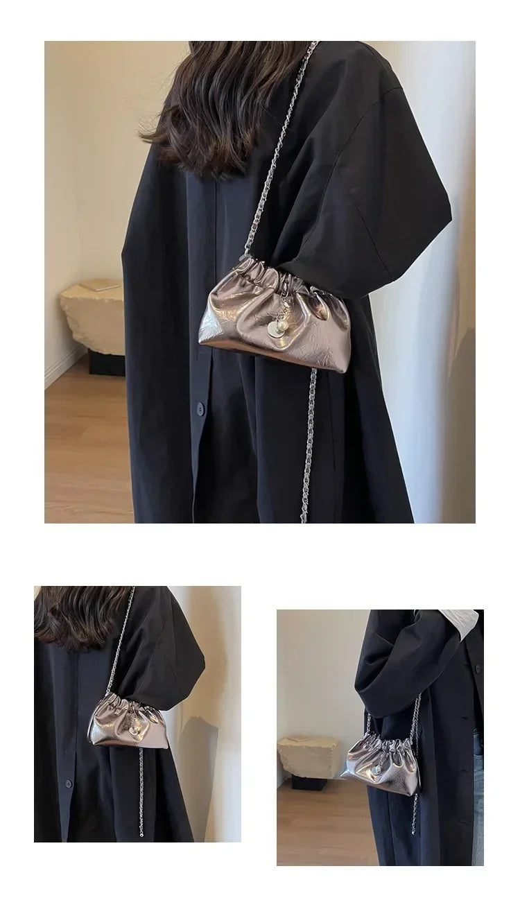 Y2K Millennium Soft Bucket Bag | Fashion Chain Shoulder Crossbody Luxegan