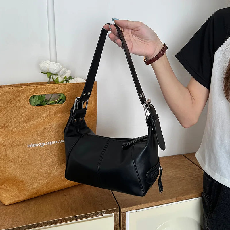 Y2K Style Shoulder Bag | Trendy Motorcycle Handbag & Minimalist Shoulder Purse Luxegan