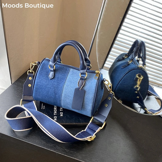 Patchwork Colorblock Mini Handbag | Denim Shoulder & Crossbody Bag Luxegan