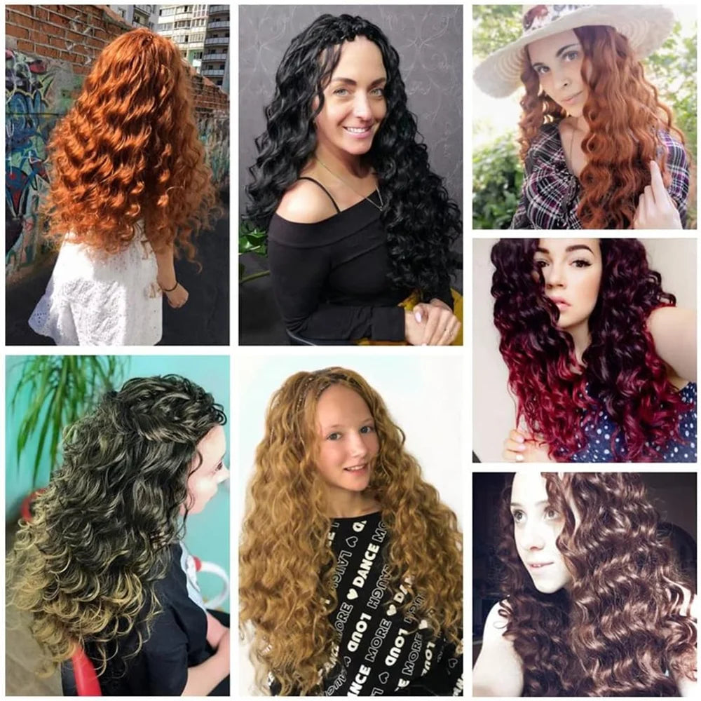 22-Inch Synthetic Deep Wave Bulk Braiding Hair – Curly Ombre No-Weft Faux Locs Extensions for - view 2