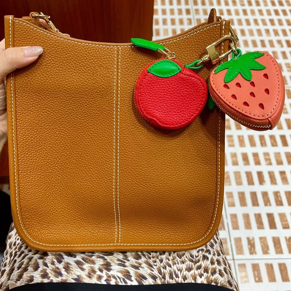 Polyester Cherry/Strawberry Coin Purse | Cute Fruit Shape Keychain Earphone Bag Luxegan