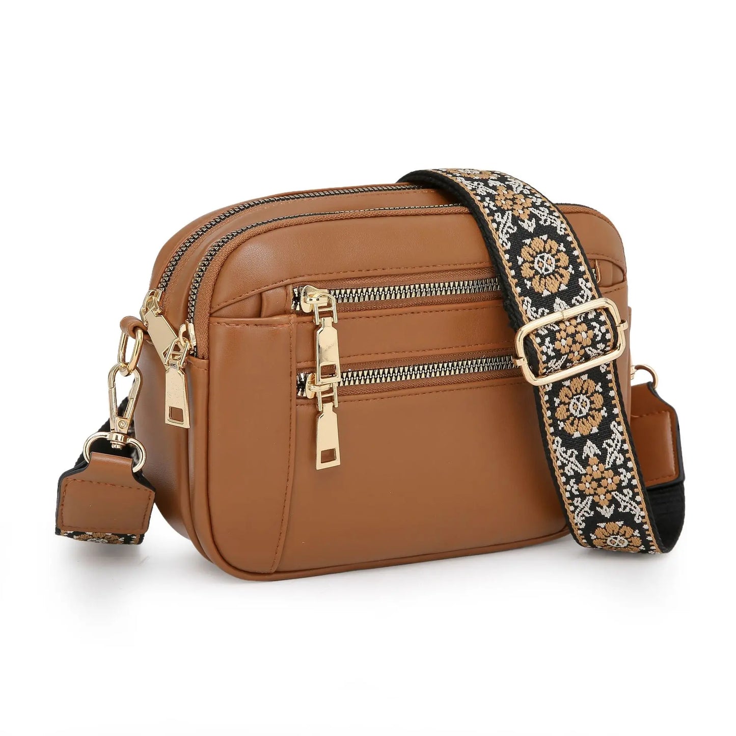 Stylish Wide Strap Leather Crossbody Bag | Color-Matching & Small Square Shoulder Bag Luxegan