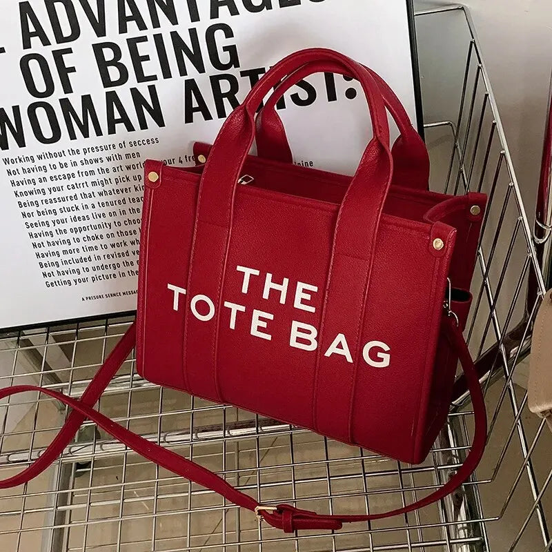 The Tote Bag for Women | Crossbody Female Handbag & New Solid Words Letter Leisure Large Bag (Luxury Fashion Designer PU Bag) Luxegan