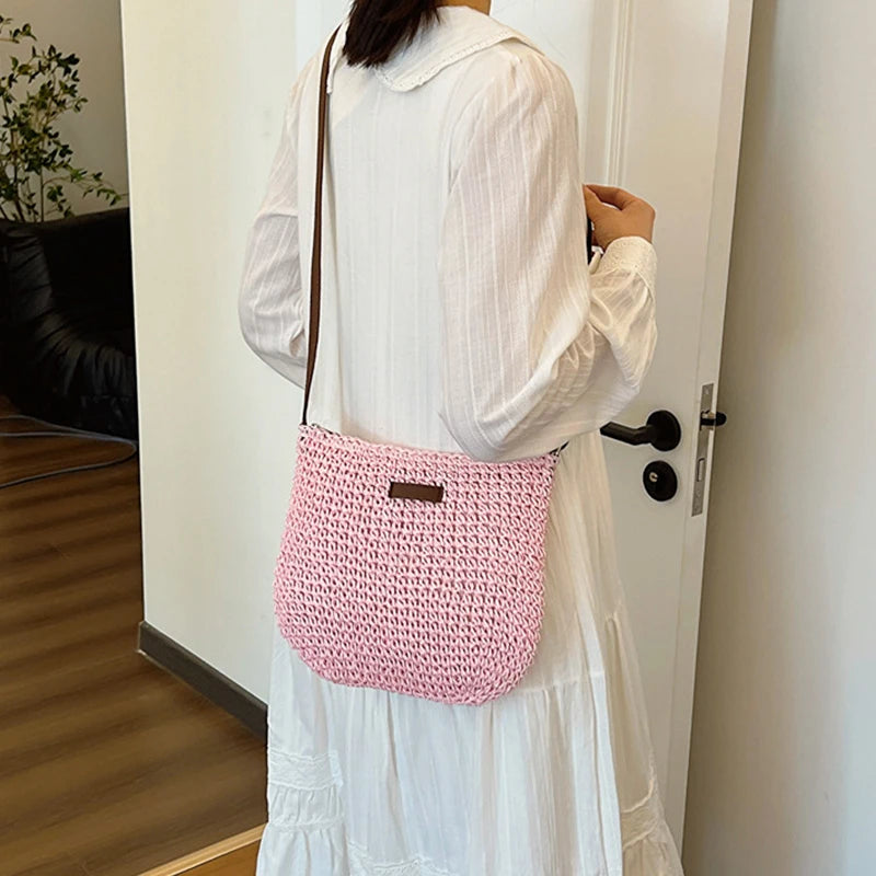 Summer Straw Saddle Bag | Handmade Woven Crossbody Purse Luxegan