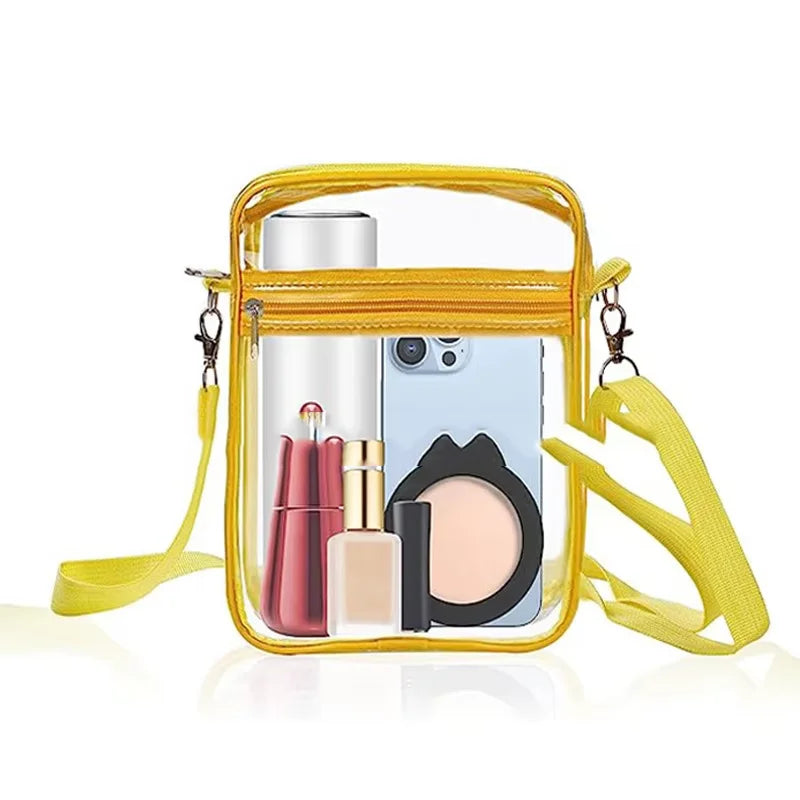 Stadium-Approved Clear Shoulder Bag | Sophisticated Transparent PVC Concert Purse | Elegant Simple Casual Crossbody | "Dignified" Structured Square Handbag for Versatile Event Styling Luxegan